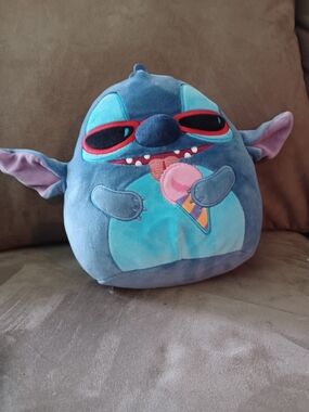 Disney Blue Stitch Plush with Red Sunglasses and Purple Ears